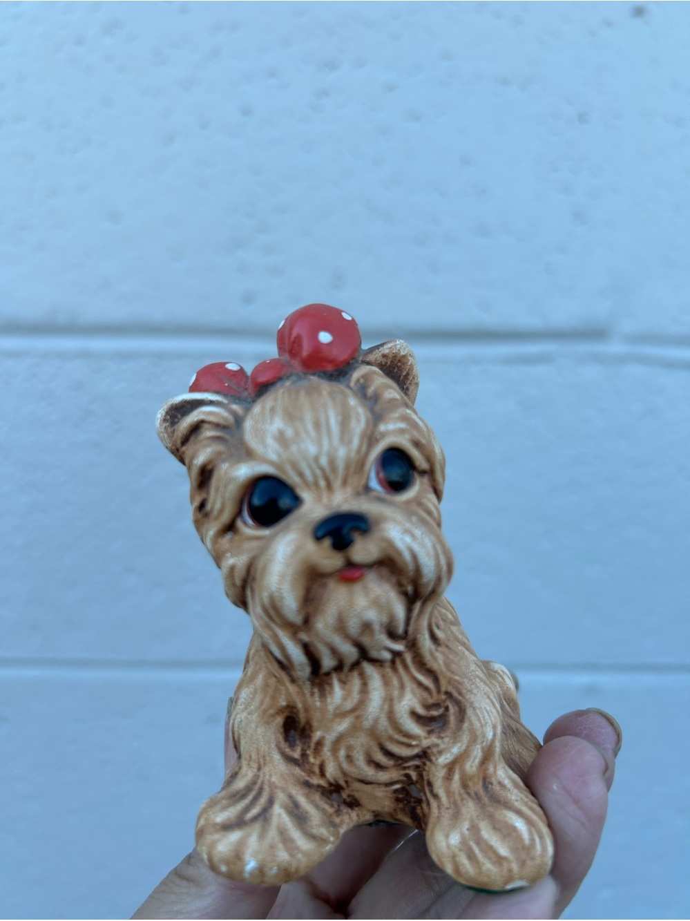vintage hand-painted ceramic or stoneware Yorkshire Terrier figurine Decor Art